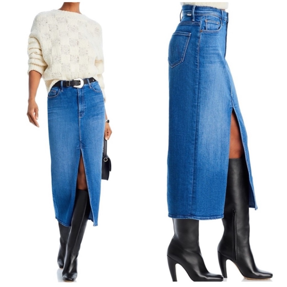 Mother The Reverse Pencil Pusher Denim Skirt In Hue Are You